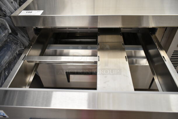 BRAND NEW SCRATCH AND DENT! 2024 Avantco 178CBE36HC Stainless Steel Commercial 2 Drawer Chef Base on Commercial Casters. 115 Volts, 1 Phase. Tested and Working! - Image 4 of 6