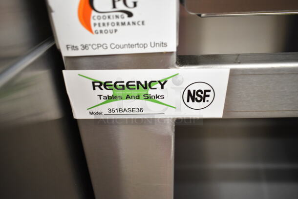 BRAND NEW SCRATCH AND DENT! Cooking Performance Group CPG 351RCPG36NL Stainless Steel Commercial Countertop Gas Powered 6 Burner Range on Regency 351BASE36 Stainless Steel Equipment Stand. 132,000 BTU.  - Image 5 of 6