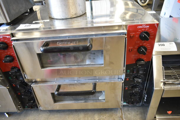 BRAND NEW SCRATCH AND DENT! 2023 Crosson CPO-320 Stainless Steel Commercial Countertop Electric Powered 2 Deck Pizza Oven w/ Cooking Stones; 1 Broken. 120 Volts, 1 Phase. Tested and Working! - Image 2 of 6