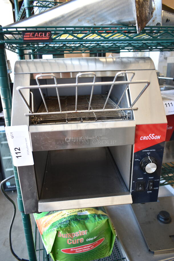 BRAND NEW SCRATCH AND DENT! 2023 Crosson CCT-500 Stainless Steel Commercial Countertop Electric Powered Conveyor Toaster Oven. 120 Volts, 1 Phase. Tested and Does Not Power On
 - Image 2 of 5