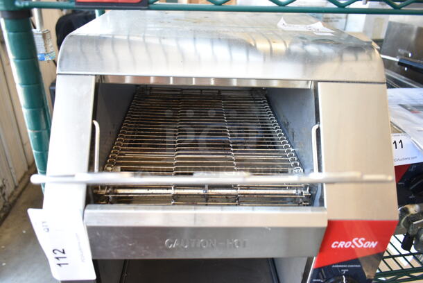BRAND NEW SCRATCH AND DENT! 2023 Crosson CCT-500 Stainless Steel Commercial Countertop Electric Powered Conveyor Toaster Oven. 120 Volts, 1 Phase. Tested and Does Not Power On
 - Image 3 of 5