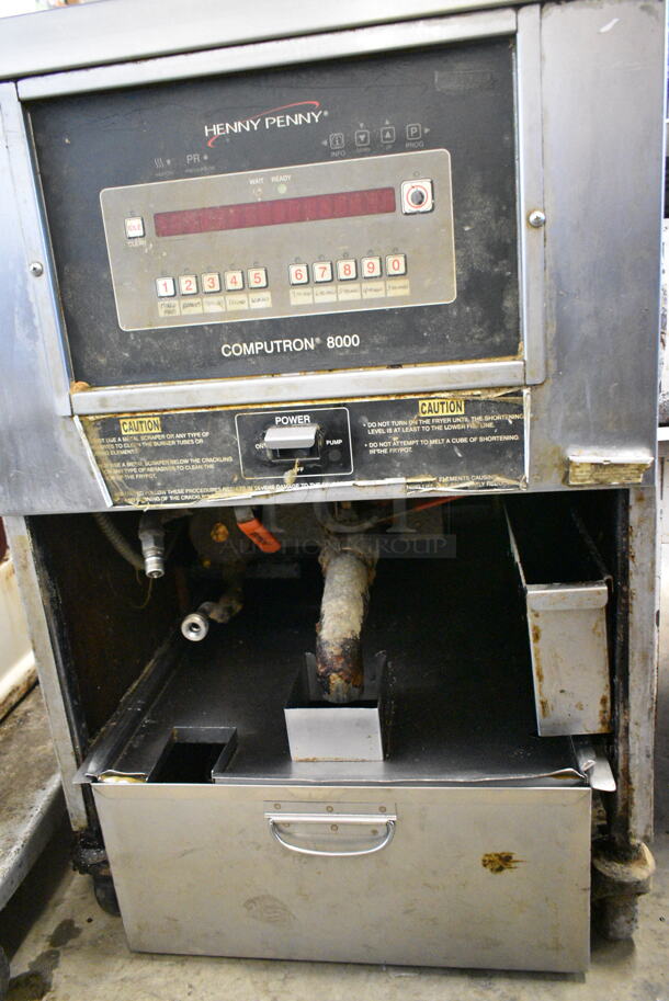 Henny Penny PFE-591 Computron 8000 Stainless Steel Commercial Electric Powered Pressure Fryer w/ Filtration System on Commercial Casters. 480 Volts, 3 Phase.  - Image 3 of 6