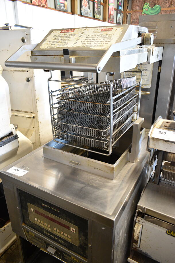 Henny Penny PFE-591 Computron 8000 Stainless Steel Commercial Electric Powered Pressure Fryer w/ Filtration System on Commercial Casters. 480 Volts, 3 Phase.  - Image 4 of 6