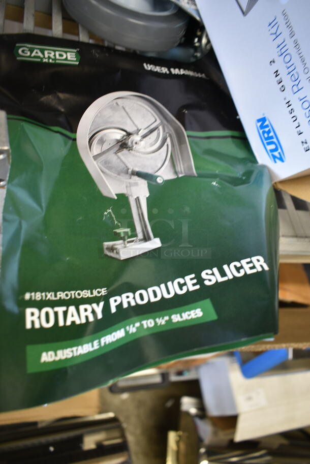 BRAND NEW SCRATCH AND DENT! Garde 181XLROTOSLICE Metal 1/8" to 1/2" Adjustable Fruit / Vegetable Rotary Slicer w/ Garde 181PORTBASE Portable Mounting Base - Image 3 of 9