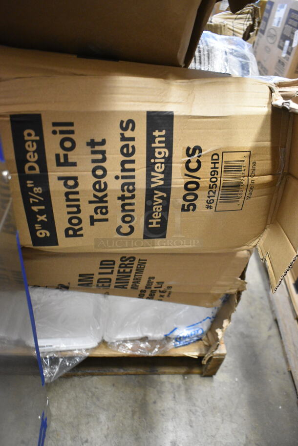 PALLET LOT of 17 BRAND NEW Boxes Including 2 Box 612509HD Round Heavy Weight Foil Take-Out Pan, Choice Basket Liner, Noble Large Gloves, 760PCC22 Poly Paper Cold Cup, Enjay B-FB12 Food Boxes, 164HICRTCHWA High Chair Crotch Panel, 3 Box 347RPBD10WHS White Plastic Plate with Silver Bands. 17 Times Your Bid! - Image 5 of 12