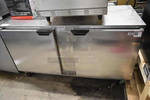 Beverage Air UCR60AHC Stainless Steel Commercial 2 Door Undercounter Cooler on Commercial Casters. 115 Volts, 1 Phase. Tested and Working!