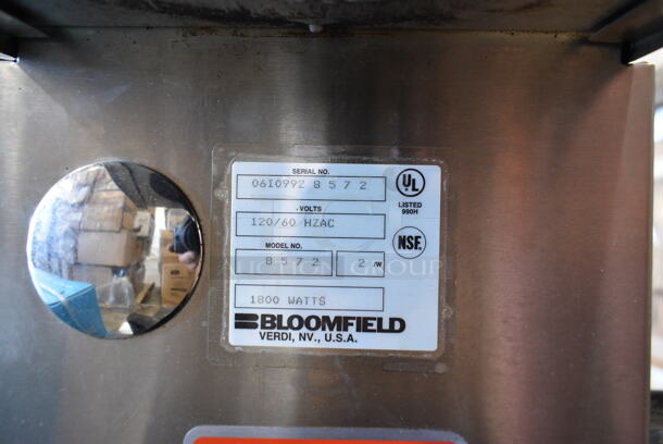 Bloomfield 8572 Stainless Steel Commercial Countertop 3 Burner Coffee Machine w/ Hot Water Dispenser and Poly Brew Basket. 120 Volts, 1 Phase.  - Image 6 of 6