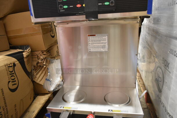 BRAND NEW SCRATCH AND DENT! Curtis GEMTS10A1000 Stainless Steel Commercial Countertop G3 Gemini Twin 1.5 Gallon Satellite Coffee Brewer w/ Hot Water Dispenser, 2 Satellite Servers and 2 Poly Brew Baskets. 220 Volts, 1 Phase.  - Image 4 of 11