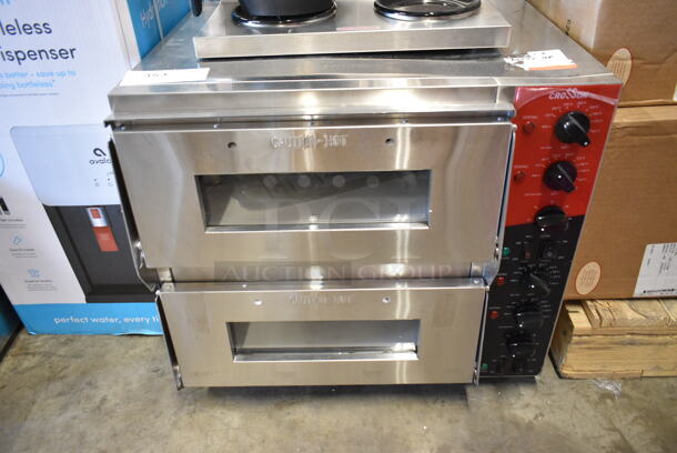 BRAND NEW SCRATCH AND DENT! 2023 Crosson CPO-320 Stainless Steel Commercial Countertop Electric Powered 2 Deck Pizza Oven w/ Cooking Stones. 120 Volts, 1 Phase. Tested and Working! - Image 2 of 6