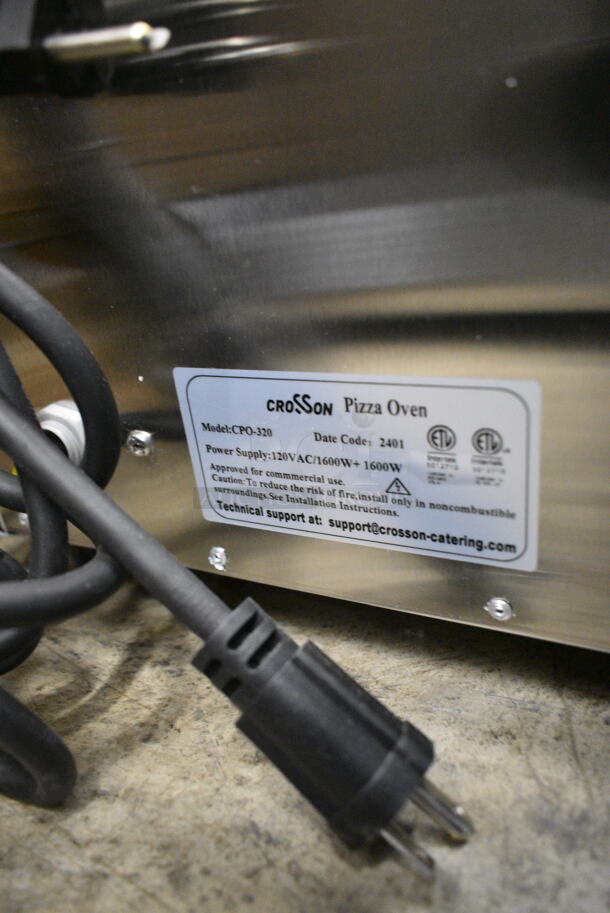 BRAND NEW SCRATCH AND DENT! 2023 Crosson CPO-320 Stainless Steel Commercial Countertop Electric Powered 2 Deck Pizza Oven w/ Cooking Stones. 120 Volts, 1 Phase. Tested and Working! - Image 6 of 6