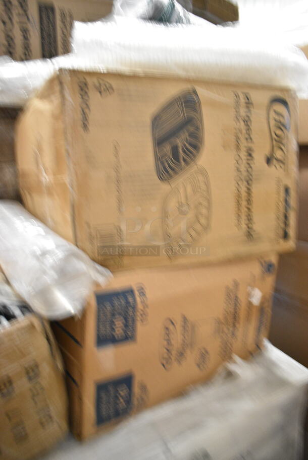 PALLET LOT of 20 BRAND NEW Boxes Including 245CPB16WHT White Corrugated Pizza Box, 500L1020B Choice Black Hot Paper Cup Travel Lid for 10-24 oz. Standard Cups and 8 oz. Squat Cups - 1000/Case, Solo 626NSL Prima PET Plastic Cold Cup Strawless Lid - 1000/Case, 6 Boxes 100150 Eco-Box Containers. 20 Times Your Bid! - Image 9 of 10