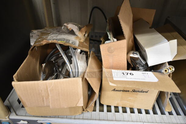 BRAND NEW SCRATCH AND DENT! Lot of 2 Items; American Standard 7075100.002 Colony Pro 1.2 GPM Deck-Mount Lavatory Faucet with Single Lever Control and Metal Pop-Up Drain and American Standard 7075800.002 Colony Pro 1.2 GPM Deck-Mount Widespread Lavatory Faucet with Lever Handles and Metal Pop-Up Drain - Image 1 of 6