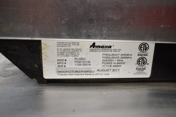 Amana RC30S2 Stainless Steel Commercial Countertop Microwave Oven. 208/230 Volts, 1 Phase.  - Image 4 of 4