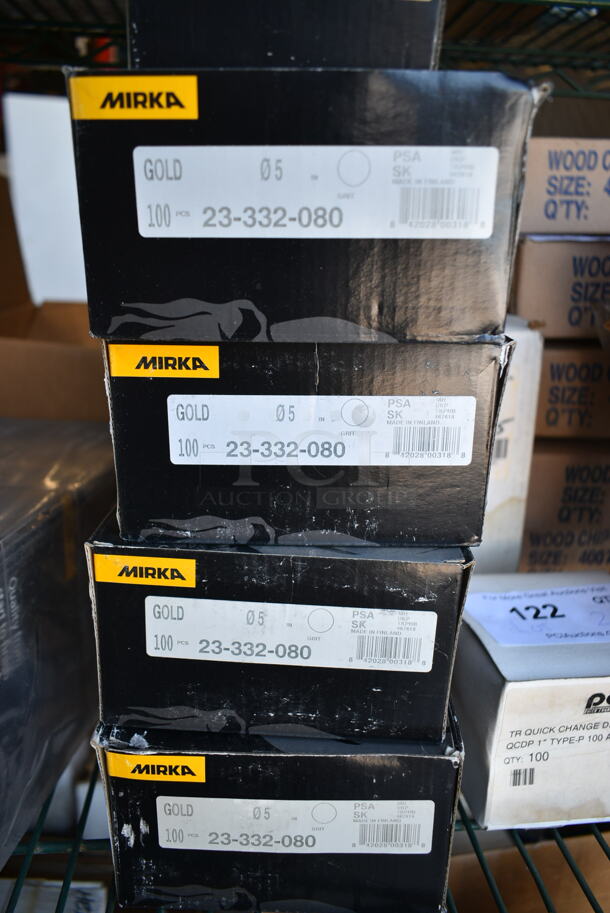 5 Boxes of BRAND NEW! Mirka Items; 4 Box 23-332-080 Bulldog Gold 5-Inch PSA Disc 80 Grit and 1 Box 23-308-100 3.5-Inch Disc. 5 Times Your Bid! - Image 3 of 4