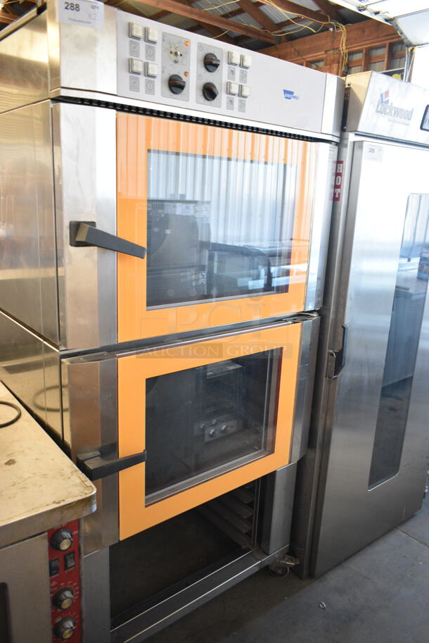 Wiesheu Stainless Steel Commercial Double Deck Convection Oven on Pan Rack w/ Commercial Casters. 208-240 Volts, 3 Phase.  - Image 1 of 8