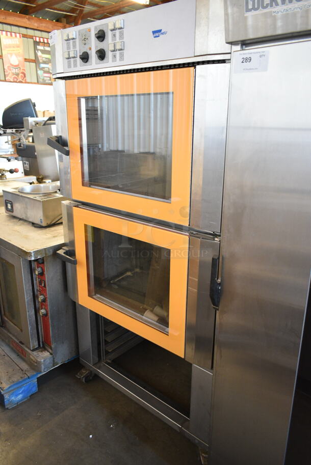 Wiesheu Stainless Steel Commercial Double Deck Convection Oven on Pan Rack w/ Commercial Casters. 208-240 Volts, 3 Phase.  - Image 2 of 8