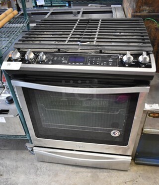 BRAND NEW SCRATCH AND DENT! Whirlpool WEG745H0FS1 Stainless Steel Commercial Natural or Propane Gas Powered 4 Burner Range w/ Convection Oven. 
