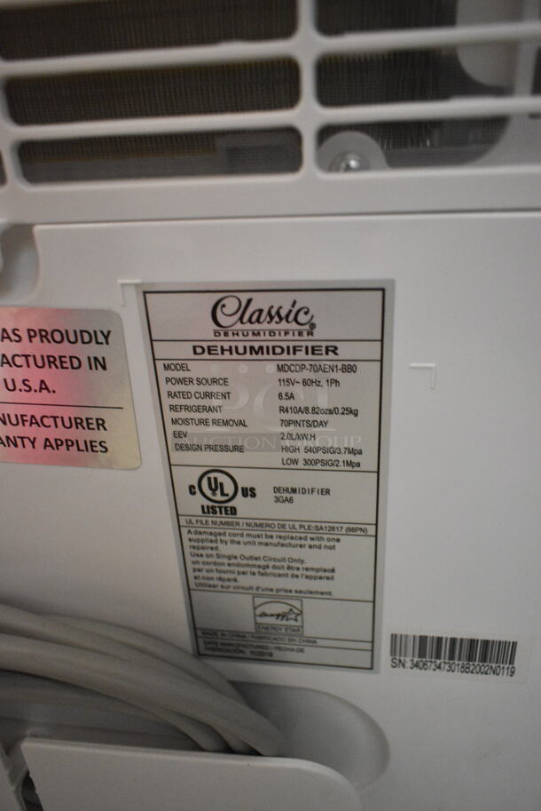 BRAND NEW SCRATCH AND DENT! Midea MDCDP-70AEN1-BBO 70 Pint Dehumidifier. 115 Volts, 1 Phase. Tested and Working! - Image 5 of 5