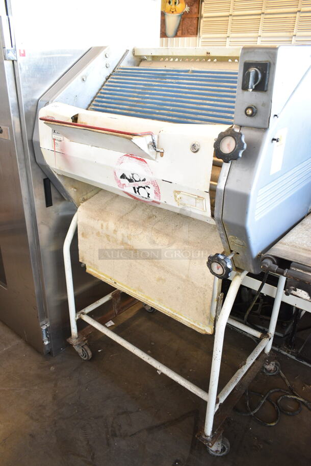 FBM Metal Commercial Floor Style Bread Loaf Slicer on Commercial Casters. Cannot Test Due To Cut Power Cord - Image 1 of 8