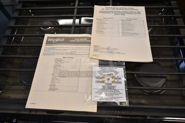 BRAND NEW SCRATCH AND DENT! Whirlpool WEG745H0FS1 Stainless Steel Commercial Natural or Propane Gas Powered 4 Burner Range w/ Convection Oven.  - Image 5 of 6