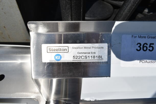 BRAND NEW SCRATCH AND DENT! Steelton 522CS11818L Stainless Steel Commercial Single Bay Sink w/ Left Side Drain Board. Bay 17.5x17.5x12.  - Image 8 of 8
