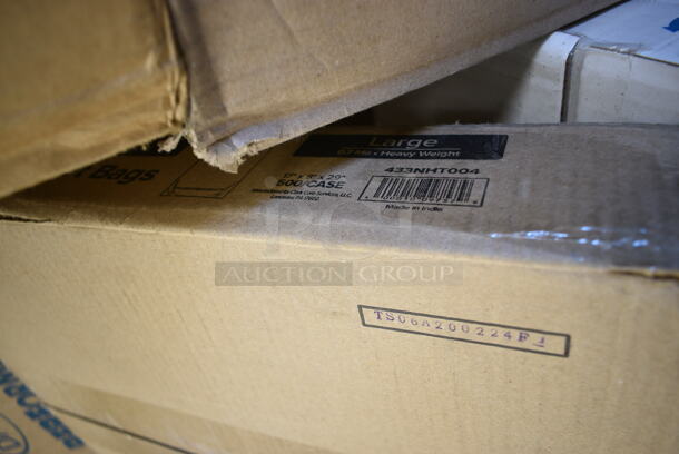 PALLET LOT of 20 BRAND NEW Boxes Including 12" Corrugated White Circles, 176IB100PL Baker's Mark 6.3 Gallon / 100 Cup Allergen-Free Shelf Ingredient Bin with Flip Lid, Label Sheet, and Scoop, SP13150 Secure Personal Care Products, 500L1020B Choice Black Hot Paper Cup Travel Lid for 10-24 oz. Standard Cups and 8 oz. Squat Cups - 1000/Case, 127RD16BULK Choice 16 oz. Customizable Microwavable Translucent Round Deli Container - 500/Case, 2 Box 129MCR24B Choice 24 oz. Black Round Microwavable Heavy Weight Container with Lid 7 1/4" - 150/Case, 127RDTFLBULK Choice Microwavable Translucent Customizable Recessed Fit Deli Lid - 500/Case, 433NHT004 Choice 1/5 Large Size White Heavy-Duty Unprinted Plastic T-Shirt Bag - 500/Case, Scotsman KHOLDER Stainless Steel Scoop Holder, 2 Box Dart 85HTB3R 8" x 8" x 3" Black Foam Three-Compartment Square Take Out Container with Perforated Hinged Lid - 200/Case. 20 Times Your Bid! - Image 9 of 11