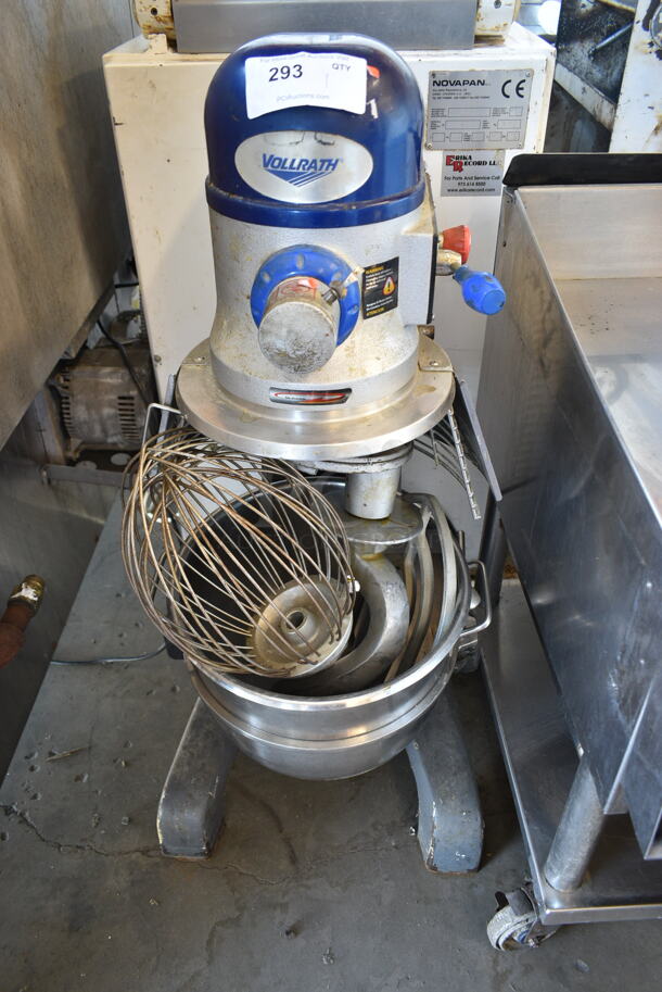 Vollrath MIX1030 Metal Commercial 30 Quart Planetary Dough Mixer w/ Stainless Steel Mixing Bowl, Bowl Guard, Dough Hook, Paddle and Whisk Attachments. 110-120 Volts, 1 Phase. Tested and Does Not Power On - Image 1 of 9