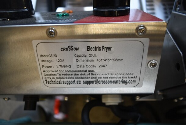 BRAND NEW SCRATCH AND DENT! 2023 Crosson CF-20 Stainless Steel Commercial Countertop Electric Powered 2 Bay Fryer. 120 Volts, 1 Phase. - Image 5 of 5