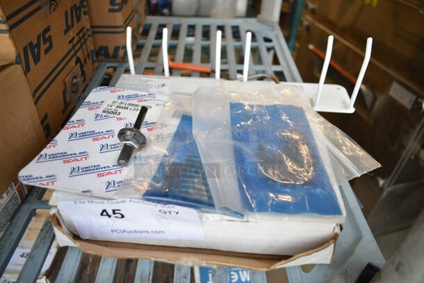 ALL ONE MONEY! Lot of 5 Various Items Including 1/4" Shank, Grinding Wheels and White Hook Rack - Image 1 of 7