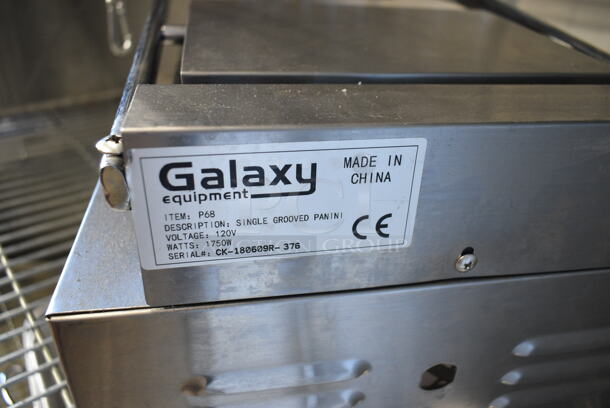 2018 Galaxy P68 Stainless STeel Single Panini Sandwich Grill with Grooved Plates - 8 1/2" x 8 1/2" Cooking Surface. 120 Volts, 1 Phase. Cannot Test Due To Missing Power Cord - Image 4 of 4