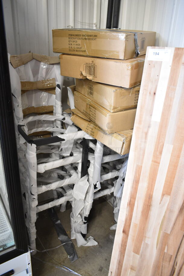 8 BRAND NEW SCRATCH AND DENT! Lancaster Table & Seating Black Metal Dining Height Chairs w/ 5 Boxes of 5 164CUSHMTLMH Plywood Seats. 8 Times Your Bid! - Image 2 of 7