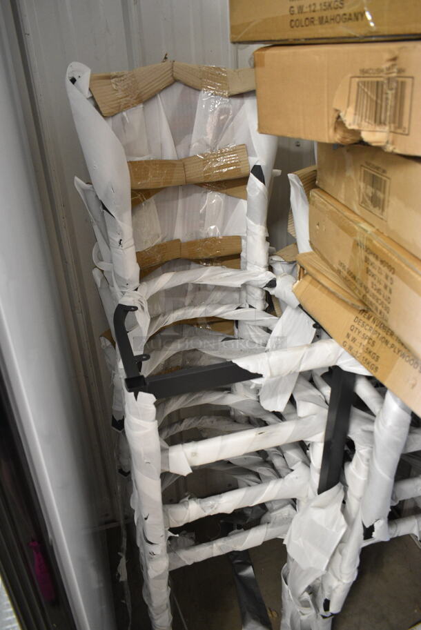 8 BRAND NEW SCRATCH AND DENT! Lancaster Table & Seating Black Metal Dining Height Chairs w/ 5 Boxes of 5 164CUSHMTLMH Plywood Seats. 8 Times Your Bid! - Image 3 of 7