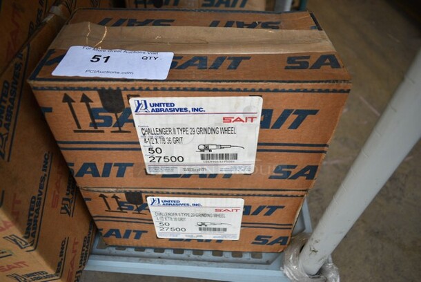 5 Boxes of 50 BRAND NEW! United Abrasives SAIT 27500 4-1/2 by 1/8 by 7/8 Type 29 CH II 36X Flexible Grinding/Blending Whee. 5 Times Your Bid! - Image 2 of 4