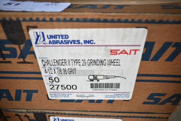 5 Boxes of 50 BRAND NEW! United Abrasives SAIT 27500 4-1/2 by 1/8 by 7/8 Type 29 CH II 36X Flexible Grinding/Blending Whee. 5 Times Your Bid! - Image 3 of 4