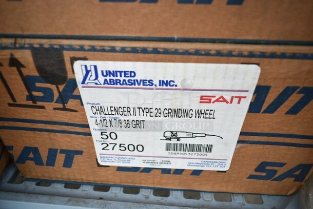 5 Boxes of 50 BRAND NEW! United Abrasives SAIT 27500 4-1/2 by 1/8 by 7/8 Type 29 CH II 36X Flexible Grinding/Blending Whee. 5 Times Your Bid! - Image 4 of 4