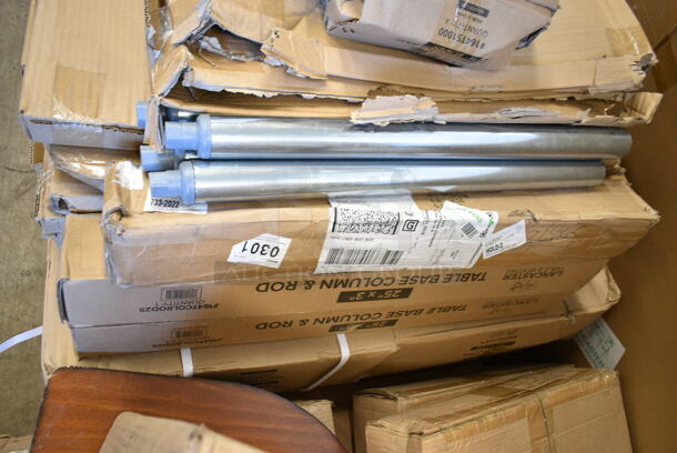 PALLET LOT of 33 BRAND NEW Boxes Including 6 Box 164CUSHMTLBK Lancaster Table & Seating 2 1/2" Black Vinyl Padded Seat for Metal Frame Seating, 7 3493030TCB Lancaster Table & Seating 30" x 30" Laminated Square Table Top Reversible Cherry / Black, 164TB2222 Lancaster Table & Seating 22" x 22" Cross Cast Iron Table Base Plate,  3 Box 164CUSHMTLWN Lancaster Table & Seating Walnut Wood Seat for Metal Frame Seating, 2 Box 164TCOLROD25 Lancaster Table & Seating 25 3/16" Standard Height Table Base Column and Rod, Lavex Lever Activated Towel Dispenser, 3 Box 3493048TCB Lancaster Table &amp; Seating 30" x 48" Laminated Rectangular Table Top Reversible Cherry / Black, 2 Box 164TS1000 Lancaster Table & Seating 10" Cast Iron Table Base Spider, Regency 600DB35 3 1/2" Basket Drain with Strainer - 1 1/2" IPS. 33 Times Your Bid! - Image 10 of 12