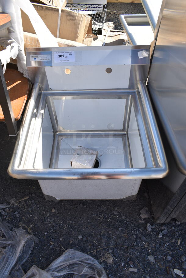 BRAND NEW SCRATCH AND DENT! Steelton 522CS11818N 23 1/2" 18-Gauge Stainless Steel One Compartment Commercial Sink without Drainboard - 18" x 18" x 12" Bowl. No Legs.  - Image 2 of 4