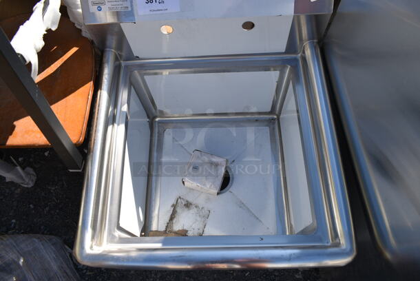 BRAND NEW SCRATCH AND DENT! Steelton 522CS11818N 23 1/2" 18-Gauge Stainless Steel One Compartment Commercial Sink without Drainboard - 18" x 18" x 12" Bowl. No Legs.  - Image 3 of 4