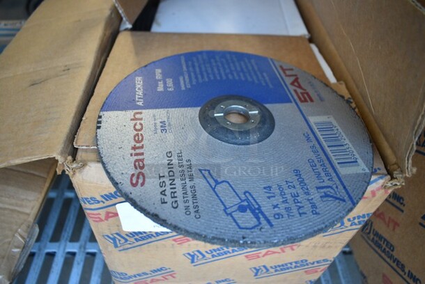 Box of 50 BRAND NEW! United Abrasives SAIT 20049 Ceramic Aluminum Oxide Abrasive Material, 9" Wheel Diameter, 7/8" Arbor Hole Grinding Wheel - Image 3 of 4