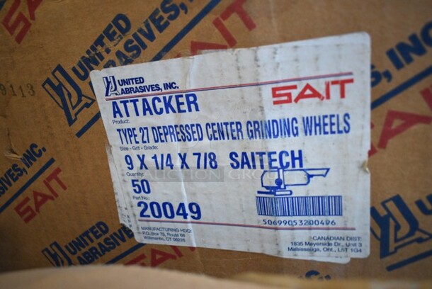 Box of 50 BRAND NEW! United Abrasives SAIT 20049 Ceramic Aluminum Oxide Abrasive Material, 9" Wheel Diameter, 7/8" Arbor Hole Grinding Wheel - Image 4 of 4