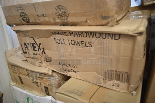 PALLET LOT of 31 BRAND NEW Boxes Including Choice 4 oz Portion Cups, 5001RT800B Lavex 8" White Hardwound Paper Towel, 800 Feet / Roll - 6/Case, 394365L Noble Products Powder-Free Disposable Clear Vinyl Gloves for Foodservice - Large - 1000/Case, 501385HVY Hercules Trash Bags, Choice Paper SOS Bag, 500CC2B Choice 2 oz. Blue Plastic Shot Cup - 1000/Case, 2 Box 1305547515 Inteplast Group PB0547515 5 1/2" x 4 3/4" x 15" Plastic Bread Bag - 1000/Case, Dart 60HT1 White Foam Hinged Lid Container 6" x 6" x 3" - 500/Case, 347TCL16 Choice 16 oz. Clear Disposable Plastic Tumbler - 500/Case, 129MCR24B Choice 24 oz. Black Round Microwavable Heavy Weight Container with Lid 7 1/4" - 150/Case, Lancaster Table &amp; Seating 12 Gallon Black Powder-Coated Metal Half Round Decorative Waste Receptacle, 4 Box 500LSTRWL Choice 9, 12, 16, 20, and 24 oz. Clear Strawless / Sip Lid - 1000/Case, 374W42FB Genpak Harvest 4.5 oz. White Rolled Rim Paper Cone Cup - 5000/Case, 760TP20 Solo Ultra Clear™ TP20 20 oz. Customizable Clear PET Plastic Cold Cup - 600/Case, 5002CPTE Lavex 2-Ply Natural Kraft Center Pull Paper Towel 510' Roll - 6/Case. 31 Times Your Bid! - Image 3 of 12
