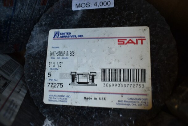 Box of 6 Packets of 5 BRAND NEW! United Abrasives SAIT 77275 6" x 1/2" x 1/2" Non-Woven Sait-Strip Arbor Hole Discs, 4,000 Max RPM, United Abrasives - Image 5 of 5