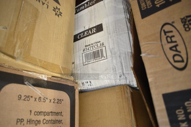 PALLET LOT of 31 BRAND NEW Boxes Including Choice 4 oz Portion Cups, 5001RT800B Lavex 8" White Hardwound Paper Towel, 800 Feet / Roll - 6/Case, 394365L Noble Products Powder-Free Disposable Clear Vinyl Gloves for Foodservice - Large - 1000/Case, 501385HVY Hercules Trash Bags, Choice Paper SOS Bag, 500CC2B Choice 2 oz. Blue Plastic Shot Cup - 1000/Case, 2 Box 1305547515 Inteplast Group PB0547515 5 1/2" x 4 3/4" x 15" Plastic Bread Bag - 1000/Case, Dart 60HT1 White Foam Hinged Lid Container 6" x 6" x 3" - 500/Case, 347TCL16 Choice 16 oz. Clear Disposable Plastic Tumbler - 500/Case, 129MCR24B Choice 24 oz. Black Round Microwavable Heavy Weight Container with Lid 7 1/4" - 150/Case, Lancaster Table &amp; Seating 12 Gallon Black Powder-Coated Metal Half Round Decorative Waste Receptacle, 4 Box 500LSTRWL Choice 9, 12, 16, 20, and 24 oz. Clear Strawless / Sip Lid - 1000/Case, 374W42FB Genpak Harvest 4.5 oz. White Rolled Rim Paper Cone Cup - 5000/Case, 760TP20 Solo Ultra Clear™ TP20 20 oz. Customizable Clear PET Plastic Cold Cup - 600/Case, 5002CPTE Lavex 2-Ply Natural Kraft Center Pull Paper Towel 510' Roll - 6/Case. 31 Times Your Bid! - Image 9 of 12
