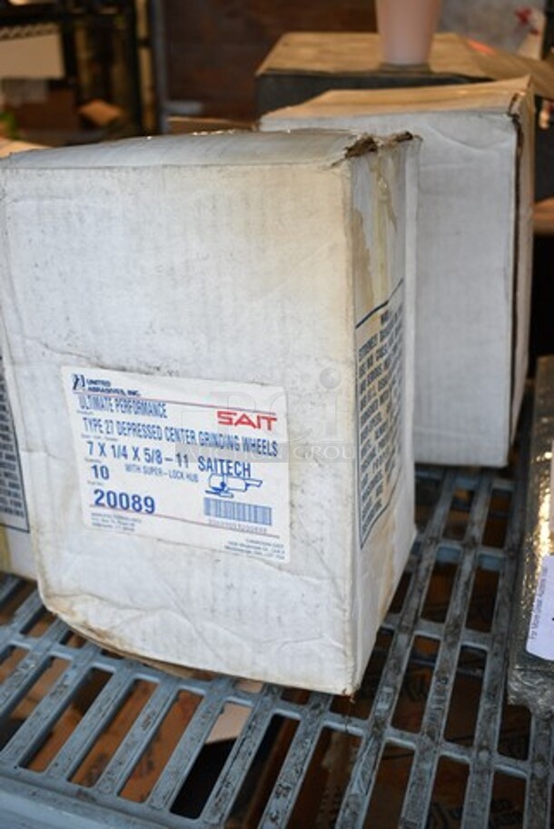 2 Box of 10 BRAND NEW! United Abrasives SAIT 20089 Depressed Center Grinding Wheel, 27, 7" Dia, 1/4" Thick, 5/8"-11 Arbor Hole Size, Ceramic. 2 Times Your Bid! - Image 2 of 3