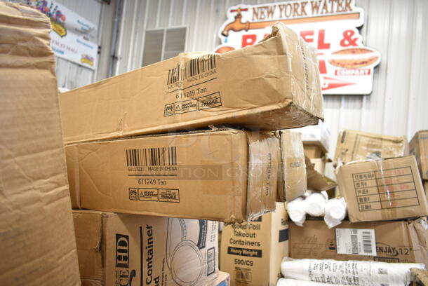 PALLET LOT of 27 BRAND NEW Boxes Including Choice Dinner Napkins, Banquet Roll White 40"x300", 4 Box 128HD16COMBO ChoiceHD 16 oz. Microwavable Translucent Plastic Deli Container and Lid Combo Pack - 240/Case, Dart Prima Clear Strawless Lid, 2 Box 611249, 612BG23SMALL Choice HD Smoothwall Black and gold Small Foil Take-Out, 760PCC20 Choice 20 oz. Poly Paper Cold Cup - 1000/Case, 500L1020B Choice Black Hot Paper Cup Travel Lid for 10-24 oz. Standard Cups and 8 oz. Squat Cups - 1000/Case. 27 Times Your Bid! - Image 5 of 9