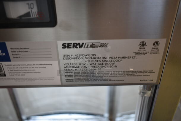BRAND NEW SCRATCH AND DENT! ServIt 423PDW12D1S Stainless Steel Commercial Countertop 12" Full-Service Countertop Display Warmer with 4 Shelves. 120 Volts, 1 Phase. Tested and Working! - Image 6 of 6