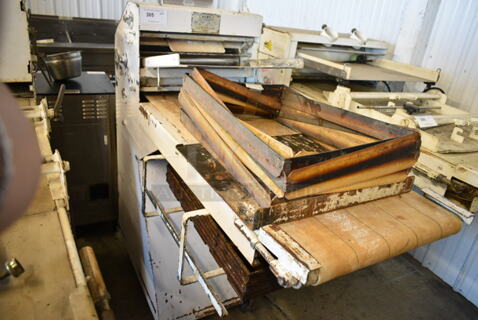 Acme 8 Metal Commercial Floor Style Dough Sheeter. Comes w/ Cake Collars and Baking Pans. 115 Volts, 1 Phase. Cannot Test Due To Cut Power Cord