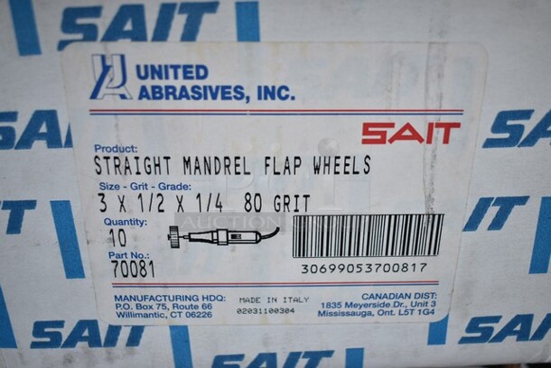 2 Boxes of 10 BRAND NEW! United Abrasives SAIT 70081 3" Die Grinder Flap Wheel - 80 Grit Metal. 2 Times Your Bid! - Image 4 of 4