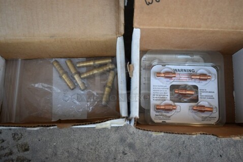 2 Boxes of BRAND NEW! Various Items Including 3/8 Brass Mender Dixon and Hypertherm 120573 Electrodes. 2 Times Your Bid!