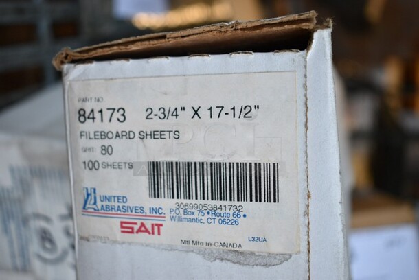 2 Boxes of 100 BRAND NEW! United Abrasive SAIT 84173 2-3/4x17-1/2 Aluminum Oxide Clip-On Fileboard Sanding Sheets 80 Grit. 2 Times Your Bid! - Image 4 of 4